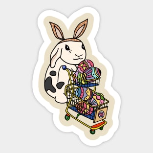 Mini Lop Rabbit Bunny Doing Groceries Shopping on Easter Celebration Sticker